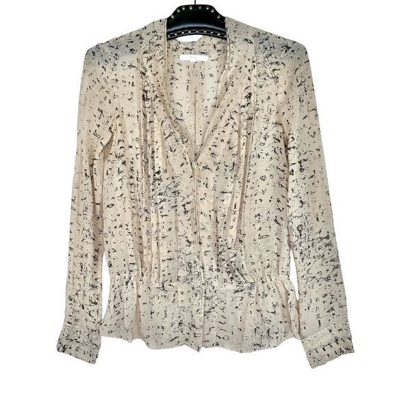 Eliot Button Up Sheer Silk Long Sleeve Top XS - Picture 13 of 13